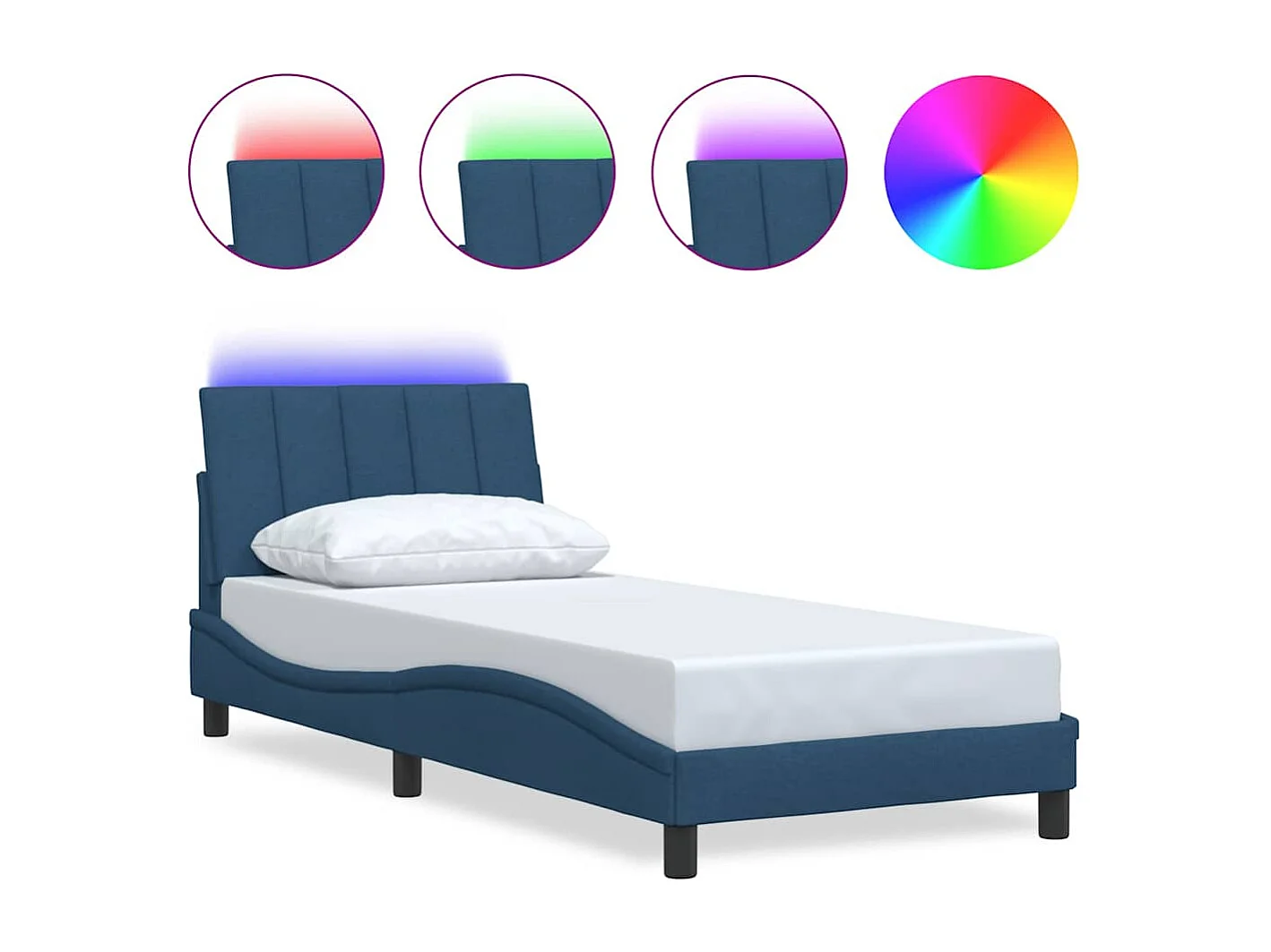 Cadre de lit sans matelas bleu 90x190 cm tissu