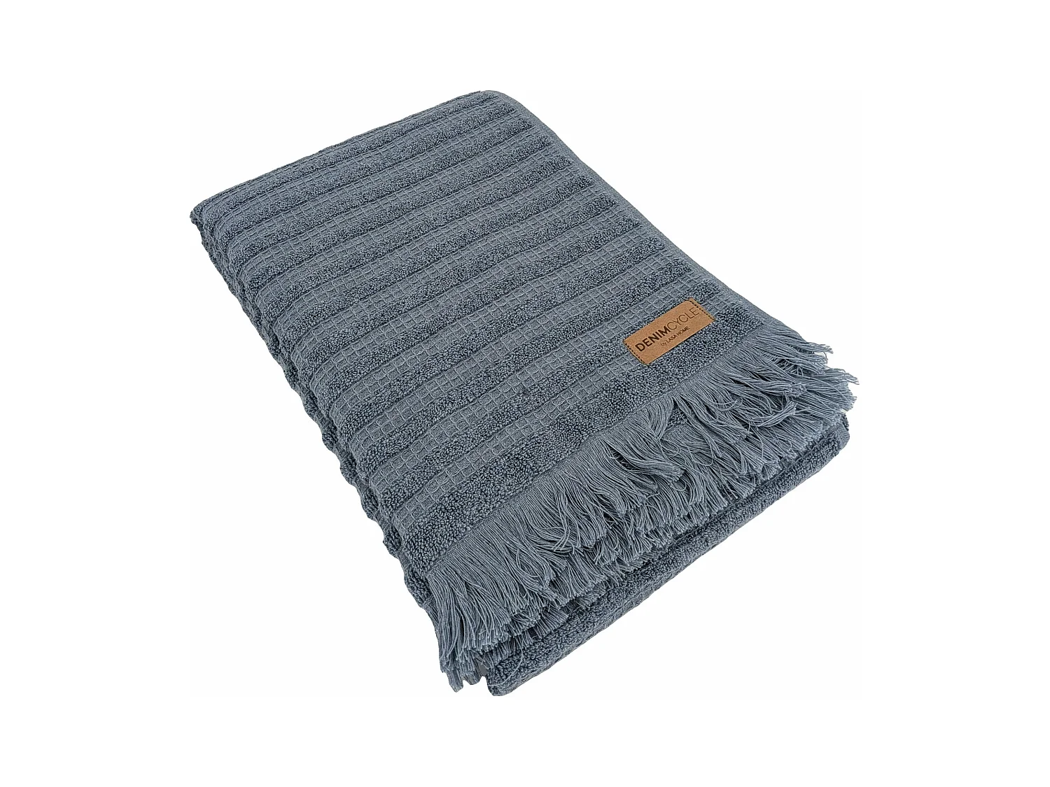 Drap de douche pur coton 70x140cm DENIM à rayures bleu