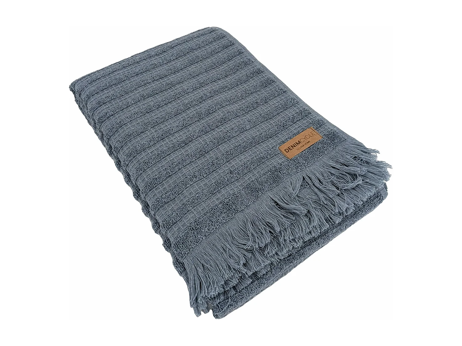 Drap de douche pur coton 70x140cm DENIM à rayures bleu