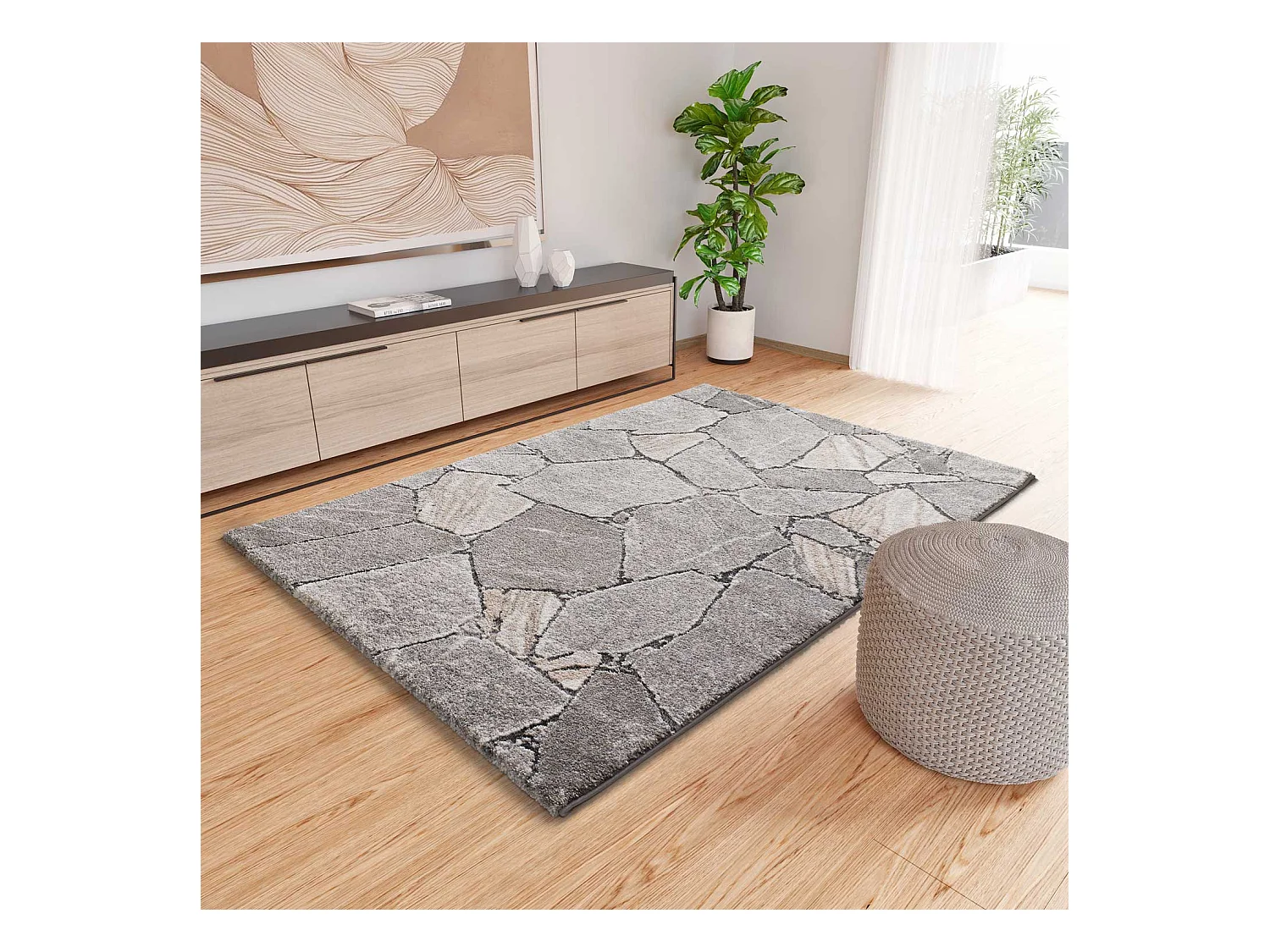 Hoogpolig tapijt - shaggy modern - grijs - 160x230 cm - KIVET