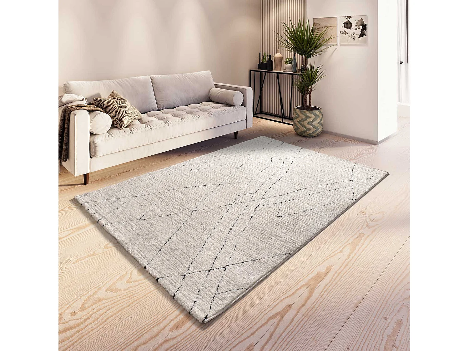 Tapis intérieur - berbère avec relief - blanc - 80 x 150 cm - TURIN