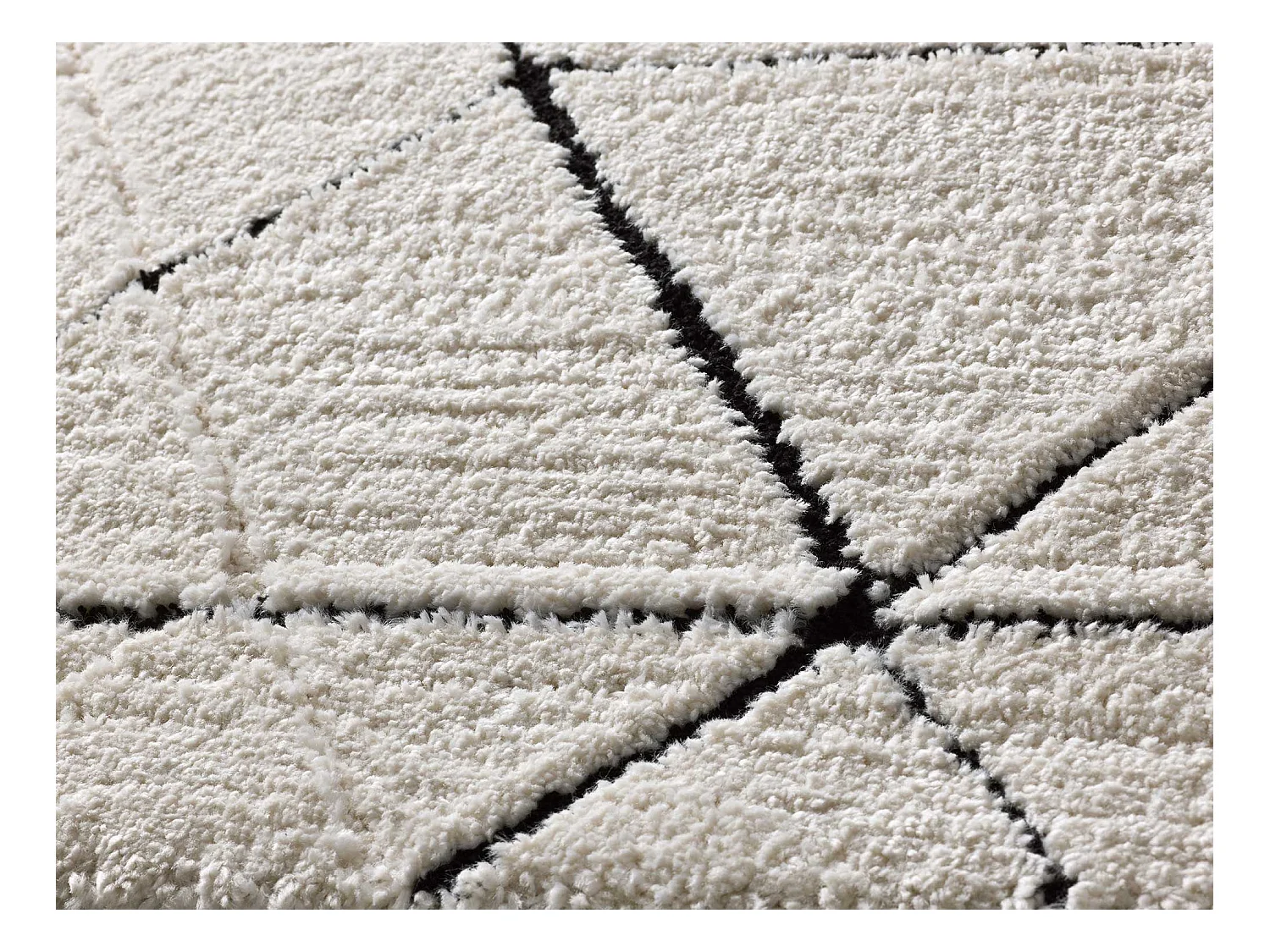 Alfombra interior  - geométrico con relieve - blanco - 80 x 150 cm - TURIN