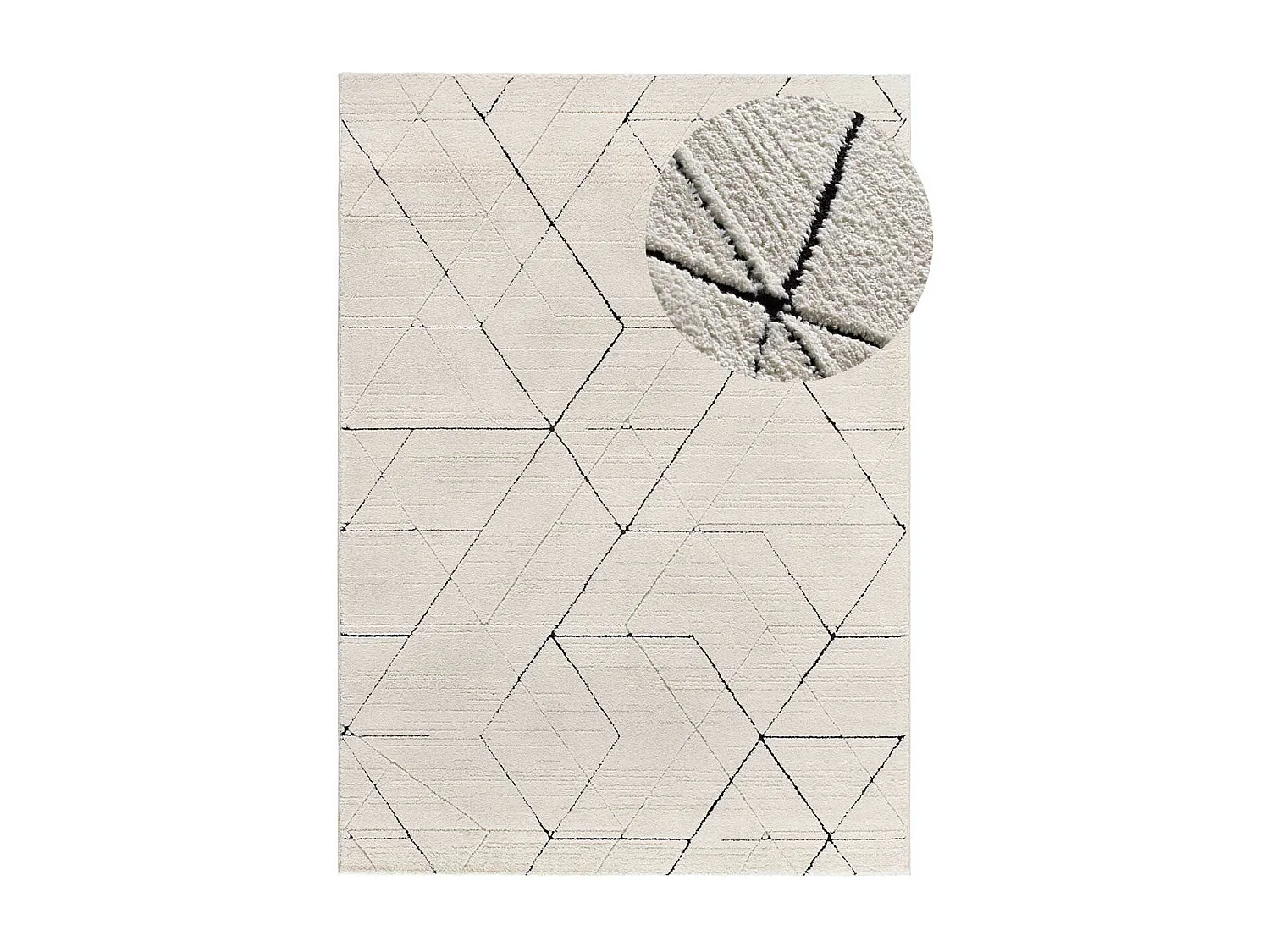 Tapis intérieur - géométrique avec relief - blanc - 120 x 170 cm - TURIN