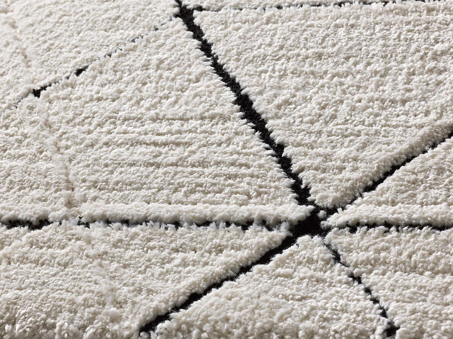 Tapis intérieur - géométrique avec relief - blanc - 120 x 170 cm - TURIN