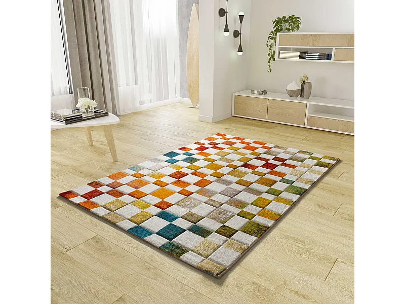 Tapis intérieur - géométrique - multicolore - 120 x 170 cm - BRUNEI