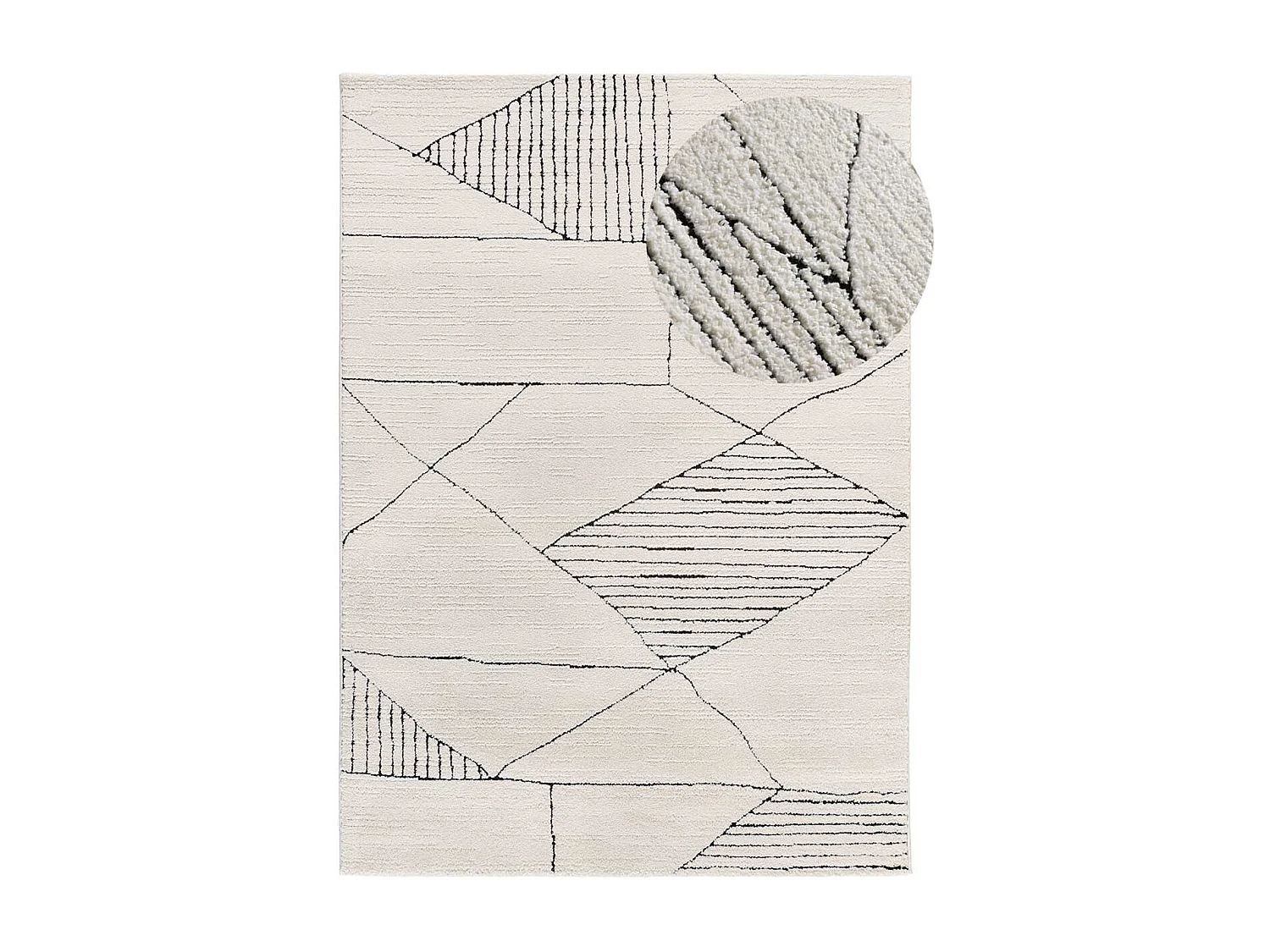 Tapis intérieur - ethnique avec relief - blanc - 80 x 150 cm - TURIN