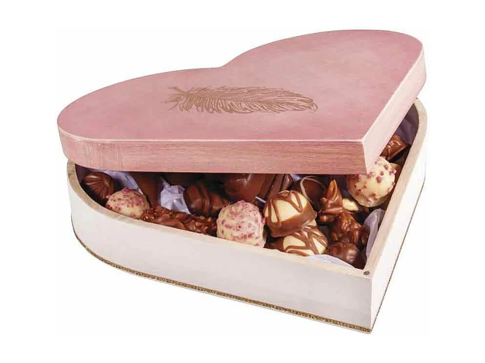 Boîte en bois 25,3 x 24 x 6 cm - coeur