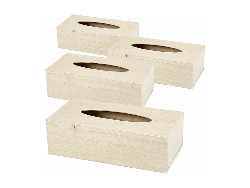 4 boîtes à mouchoirs en bois 27 x 14 x 8 cm