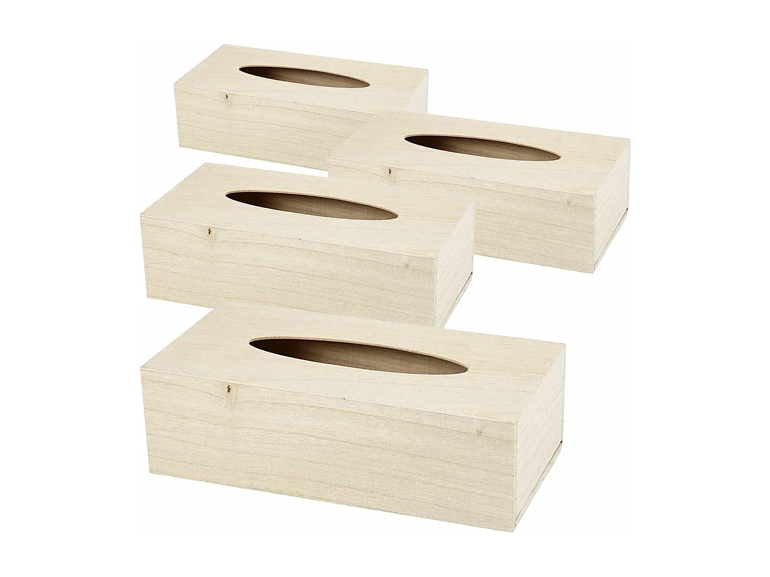 4 boîtes à mouchoirs en bois 27 x 14 x 8 cm