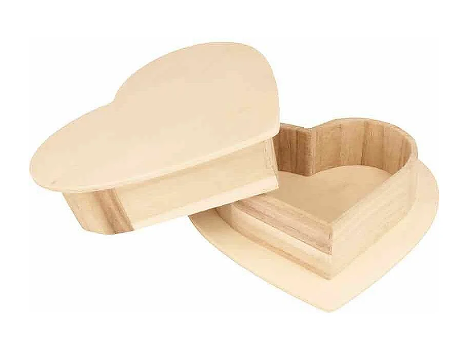 Boîte en bois à customiser 19 x 18,5 x 5 cm - Coeur