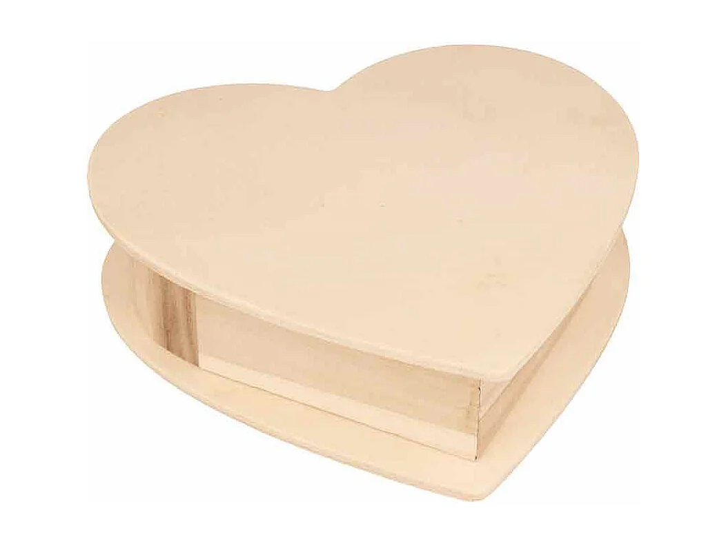 Boîte en bois à customiser 19 x 18,5 x 5 cm - Coeur