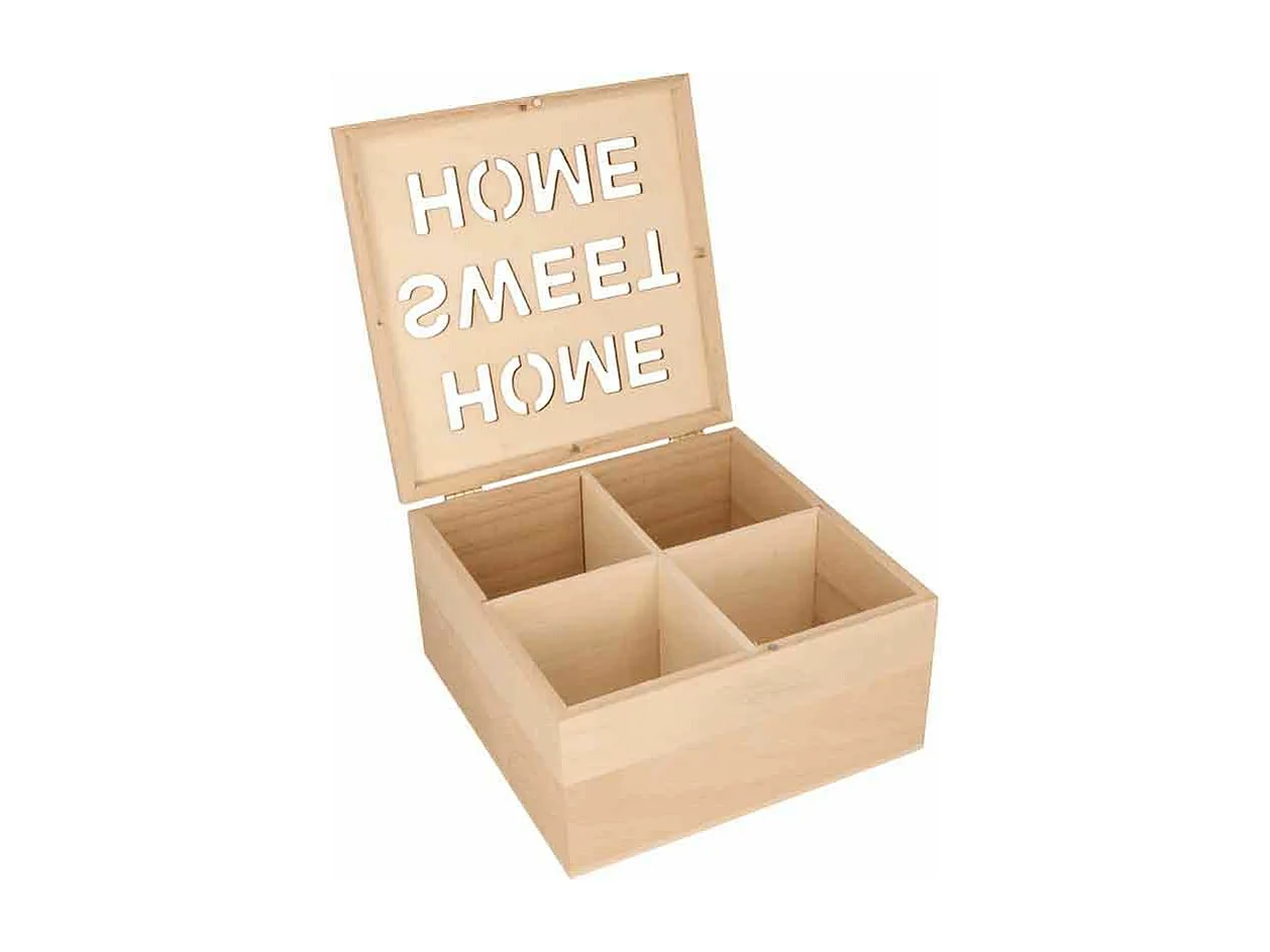 Boite à thé 17 x 17 x 8 cm - Home Sweet Home