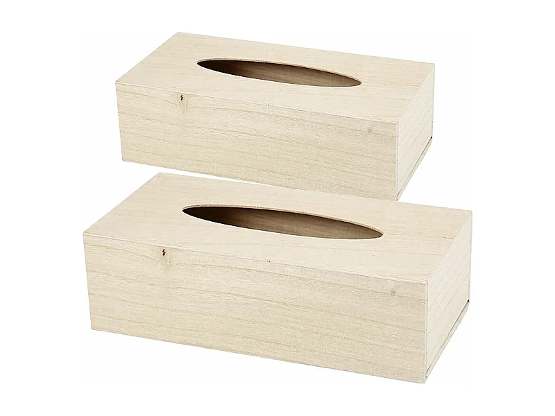 2 boîtes à mouchoirs en bois 27 x 14 x 8 cm