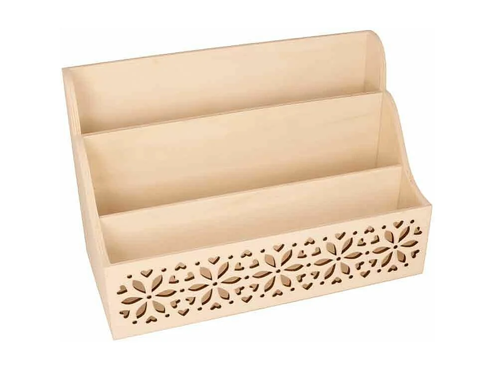 Range-courrier fleurs en bois - 28 x 13,7 x 18 cm
