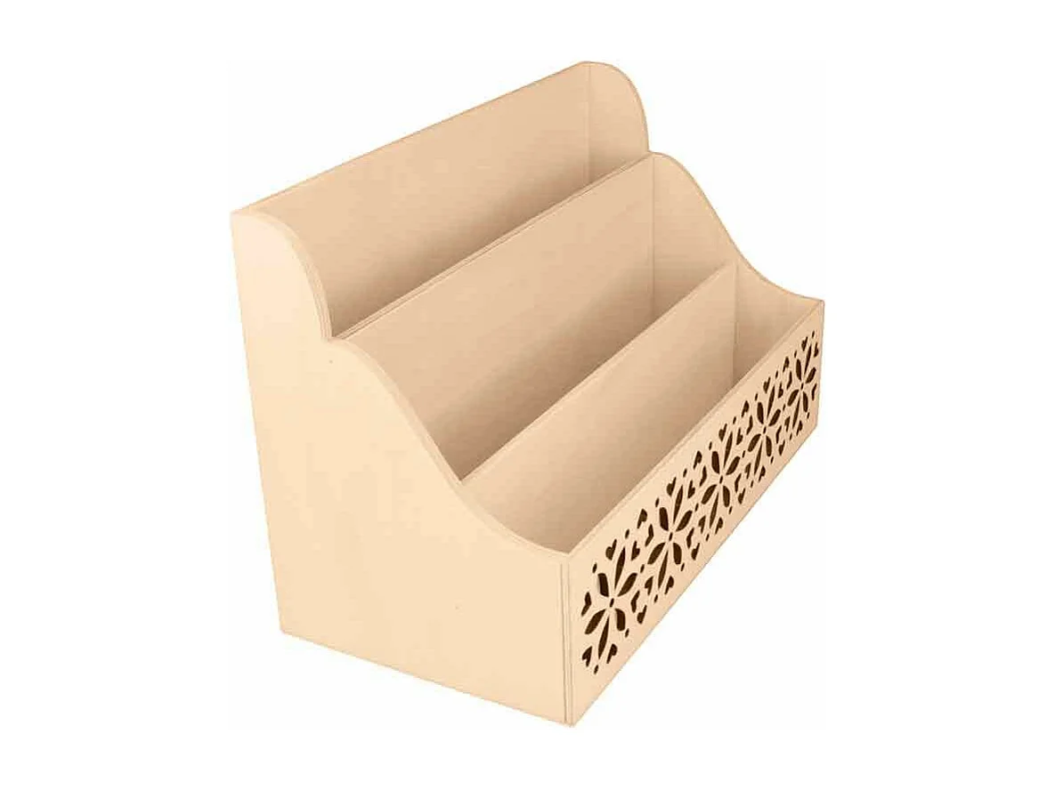 Range-courrier fleurs en bois - 28 x 13,7 x 18 cm