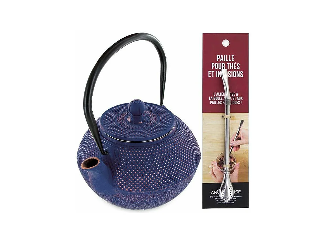 Théière en fonte chinoise Song 1,2 L + paille inox avec filtre