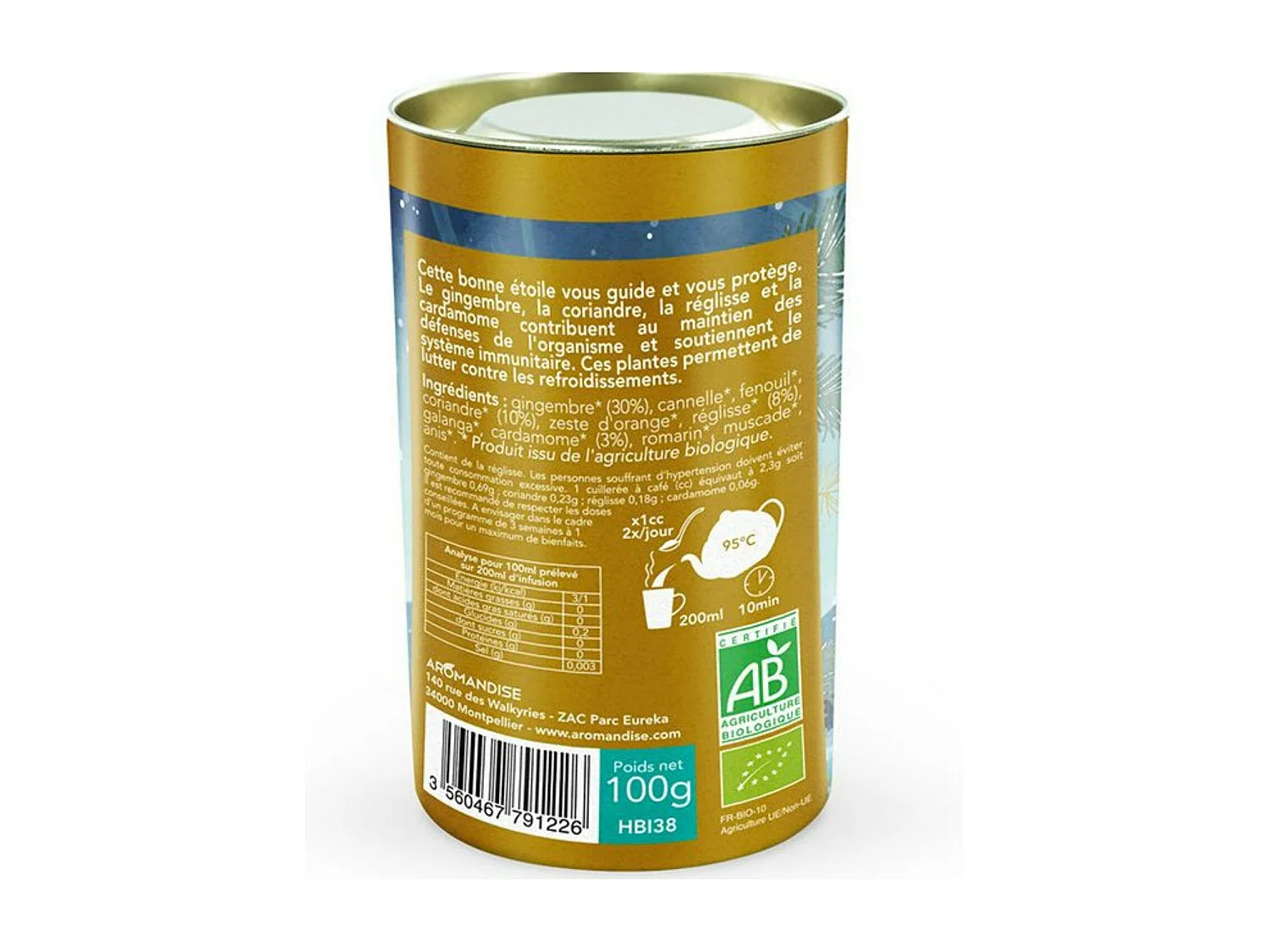 Tisanière fleurie porcelaine 250 ml + Tisane Bonne Etoile