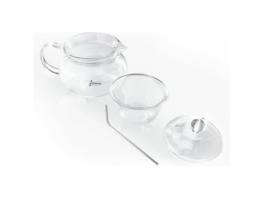 Théière en verre 45 cl + 4 pailles en inox