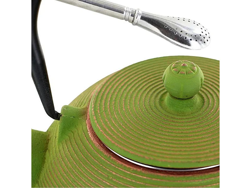 Tetera de hierro Ming + pajita de acero inoxidable con filtro