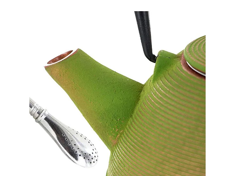 Tetera de hierro Ming + pajita de acero inoxidable con filtro