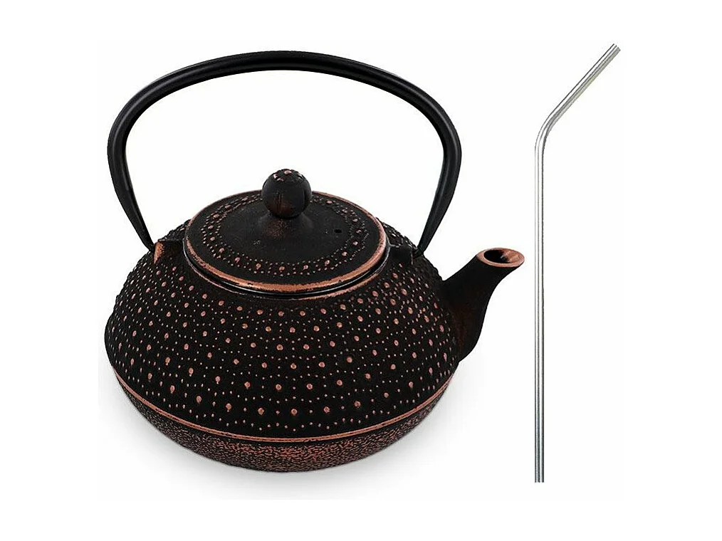 Tetera china de hierro fundido Sui 0,8 L + 4 pajitas de acero inoxidable