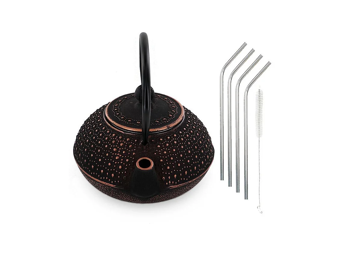 Théière en fonte Sui 0,8 L + 4 pailles en inox