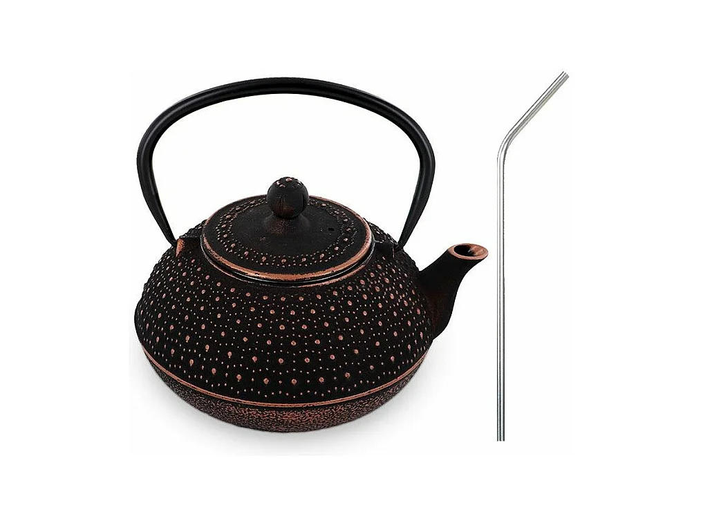 Théière en fonte Sui 0,8 L + 4 pailles en inox