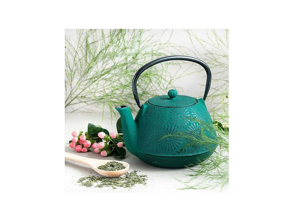 Théière en fonte Hanami vert émeraude - 1,2 L