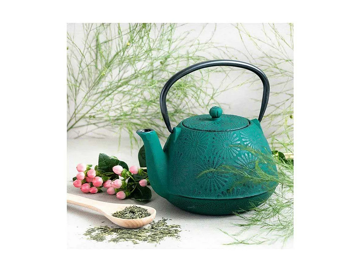 Tetera de hierro fundido Hanami verde esmeralda 1,2 L