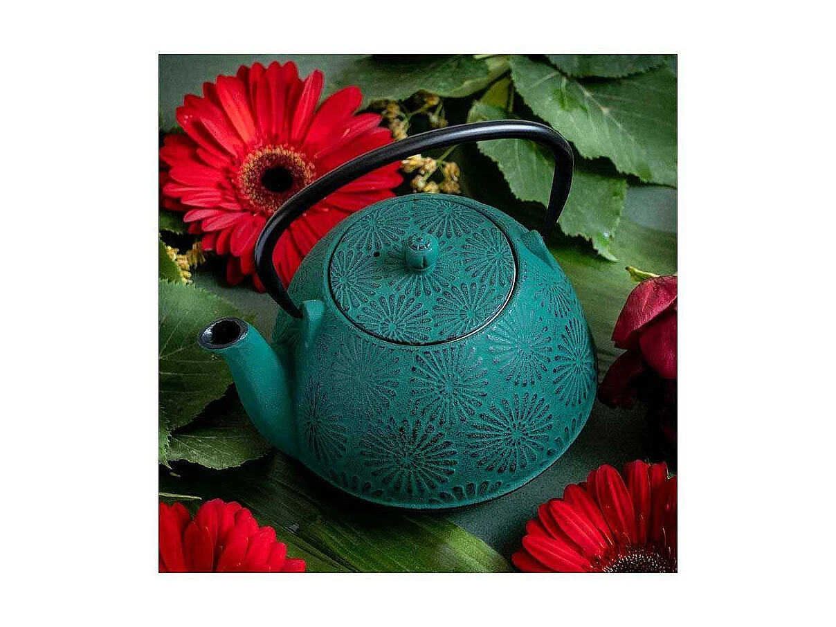 Tetera de hierro fundido Hanami verde esmeralda 1,2 L
