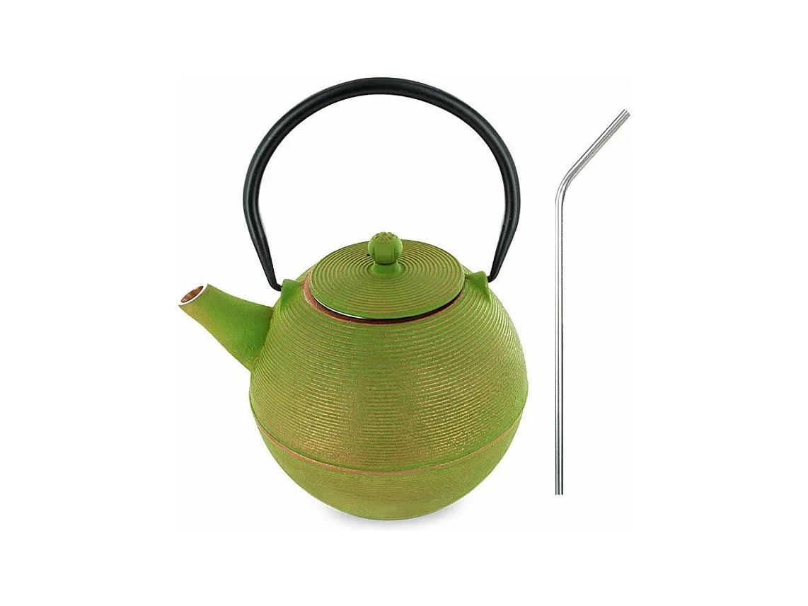 Théière en fonte Ming + 4 pailles en inox