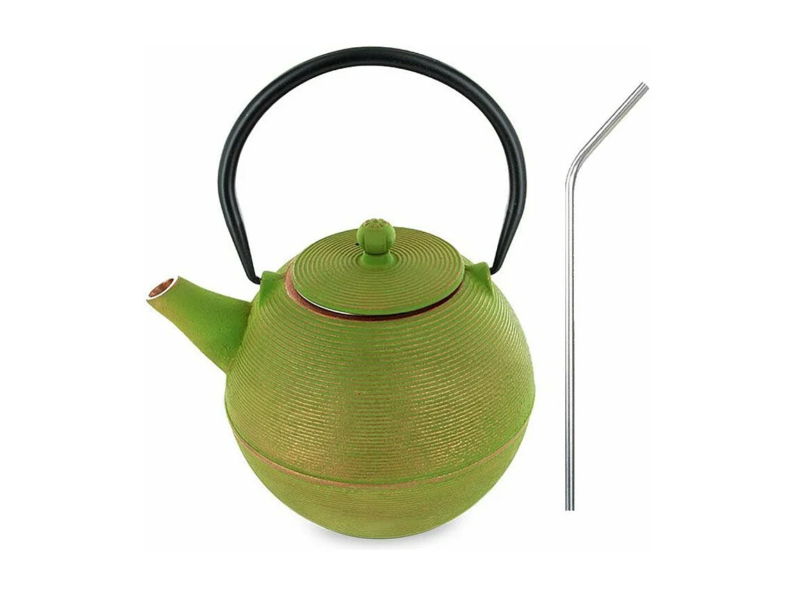 Théière en fonte Ming + 4 pailles en inox
