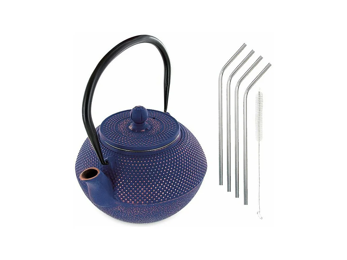 Théière en fonte Song 1,2 L + 4 pailles en inox