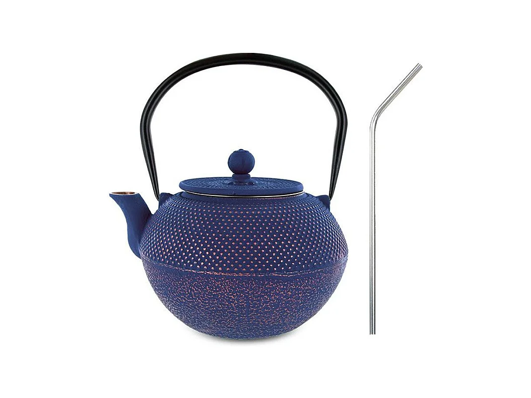 Théière en fonte Song 1,2 L + 4 pailles en inox