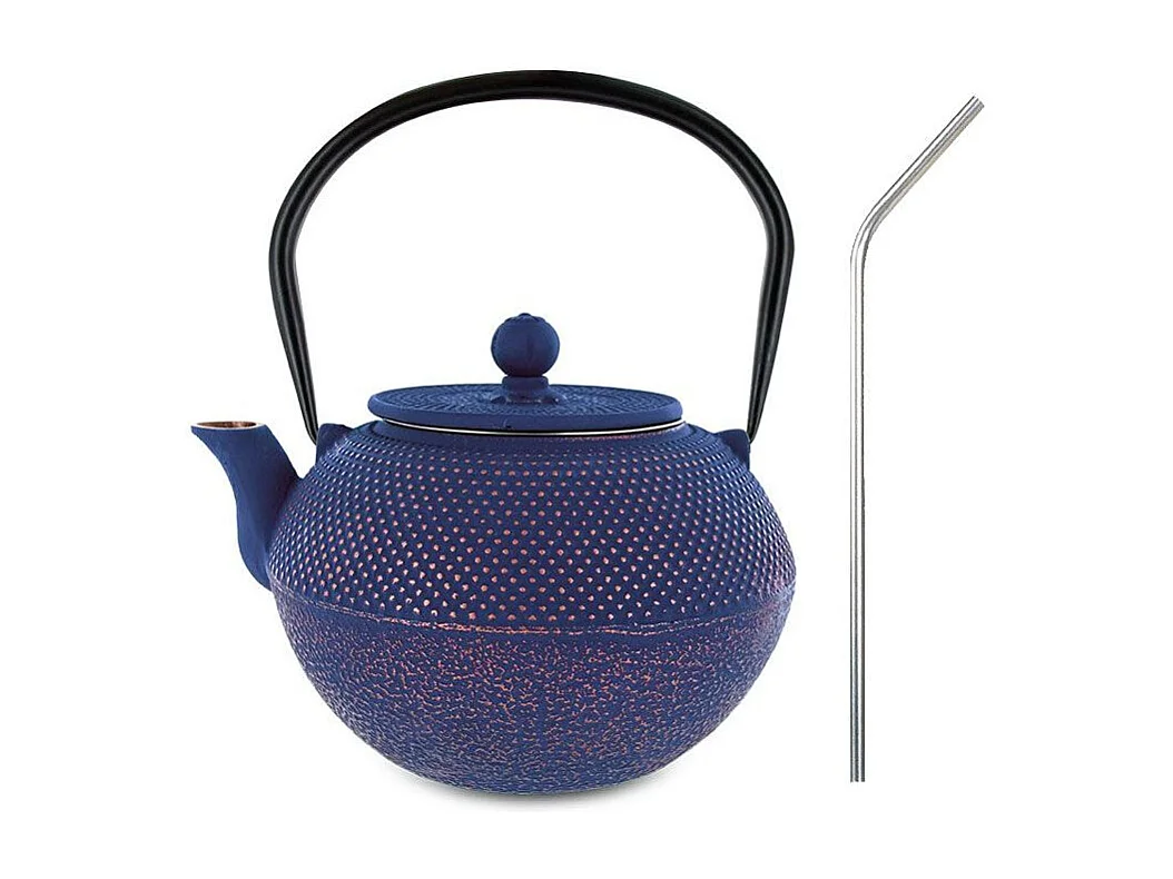 Théière en fonte Song 1,2 L + 4 pailles en inox