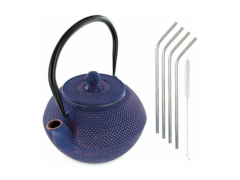 Théière en fonte Song 1,2 L + 4 pailles en inox
