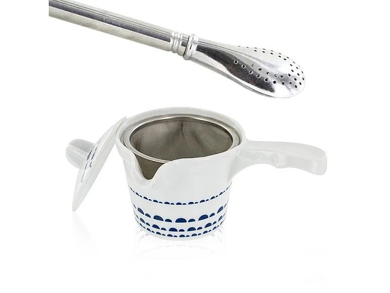 Théière thé vert Kyoto + paille inox avec filtre