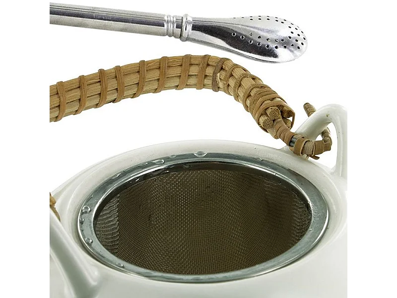 Jiangxi aardewerk theepot 1 liter + roestvrijstalen rietje met filter