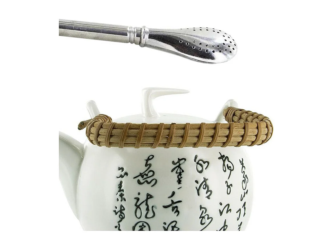 Jiangxi aardewerk theepot 1 liter + roestvrijstalen rietje met filter