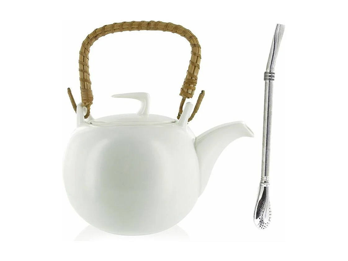 Théière Jiangxi en faïence 1 litre + paille inox avec filtre