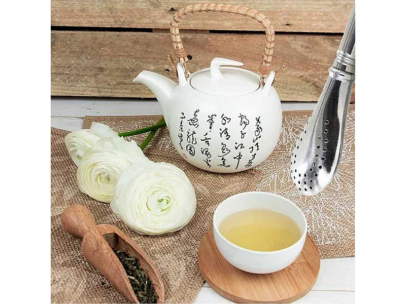 Théière Jiangxi en faïence 1 litre + paille inox avec filtre