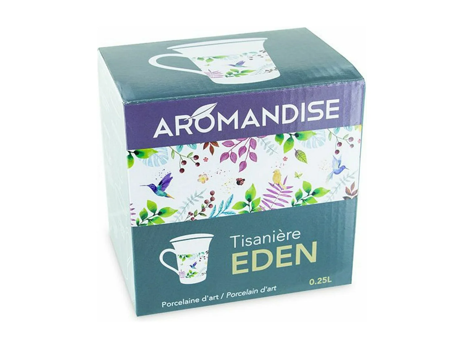 Porseleinen bloementheepot 250 ml + Ontspannende biologische kruidenthee