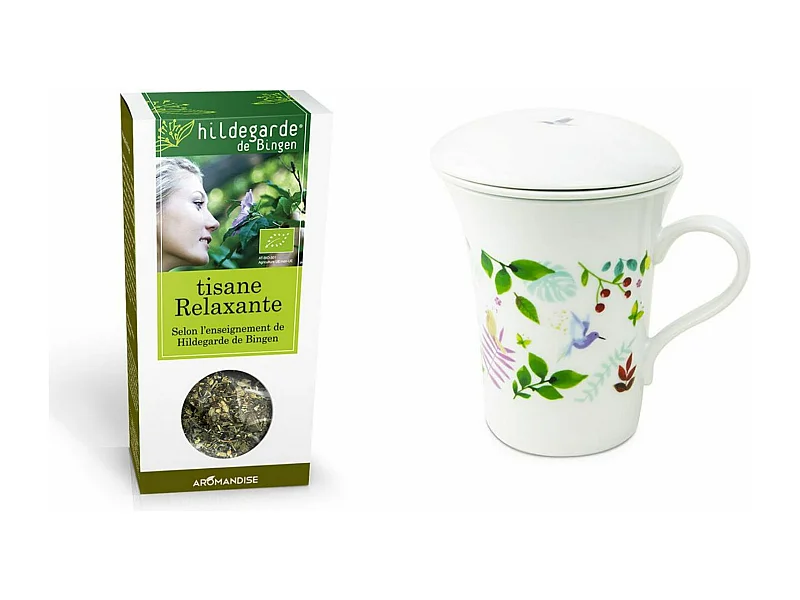 Tisanière fleurie porcelaine 250 ml + Tisane Bio relaxante