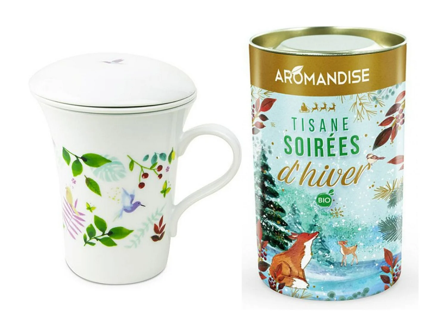 250 ml porseleinen bloementheepot + Winteravonden kruidenthee