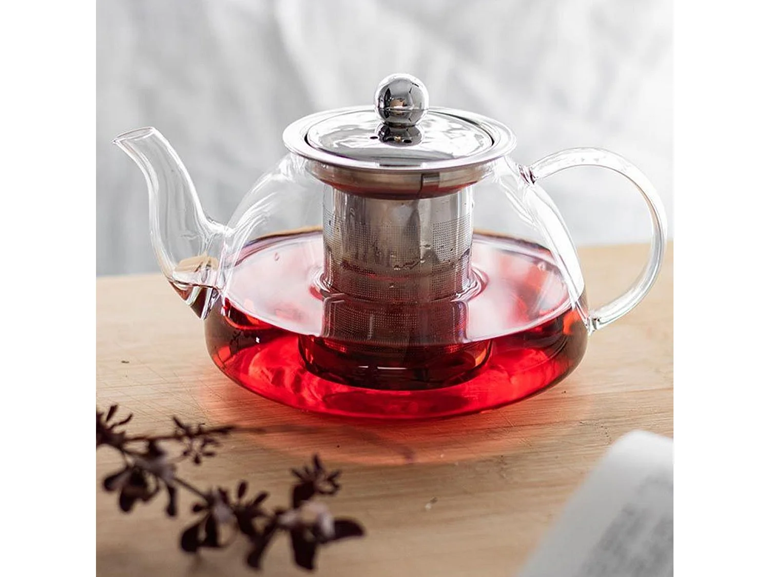 Théière en verre avec filtre en inox - 0,8 L