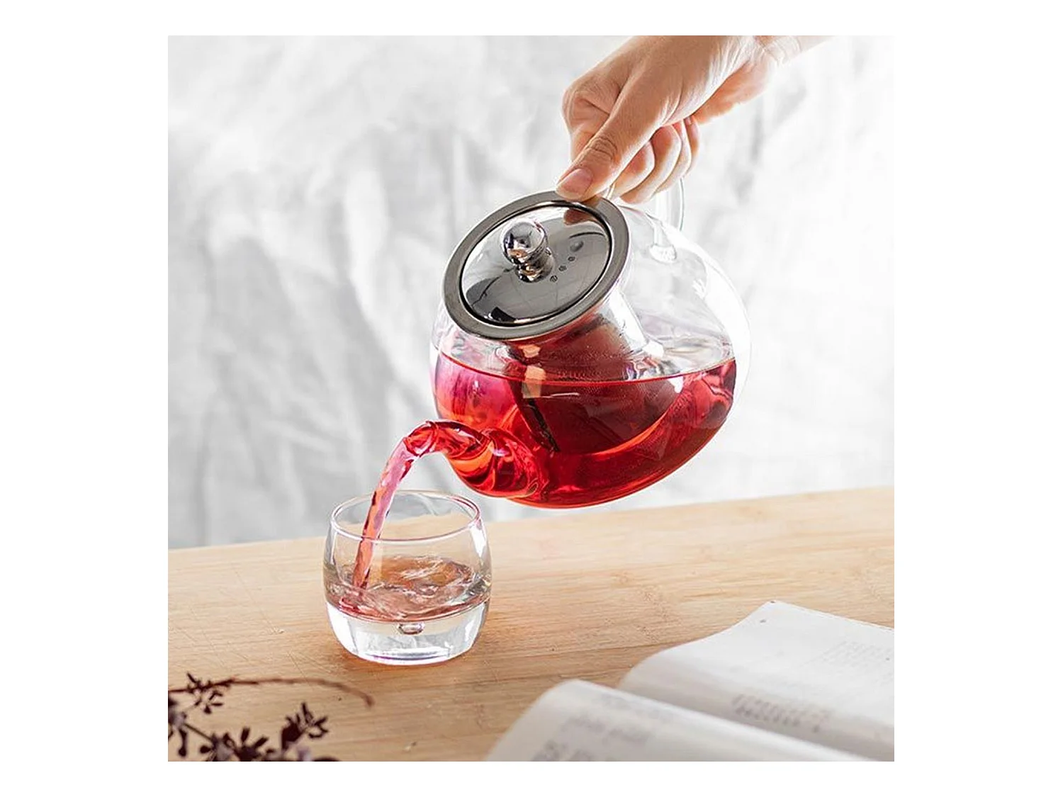 Théière en verre avec filtre en inox - 0,8 L