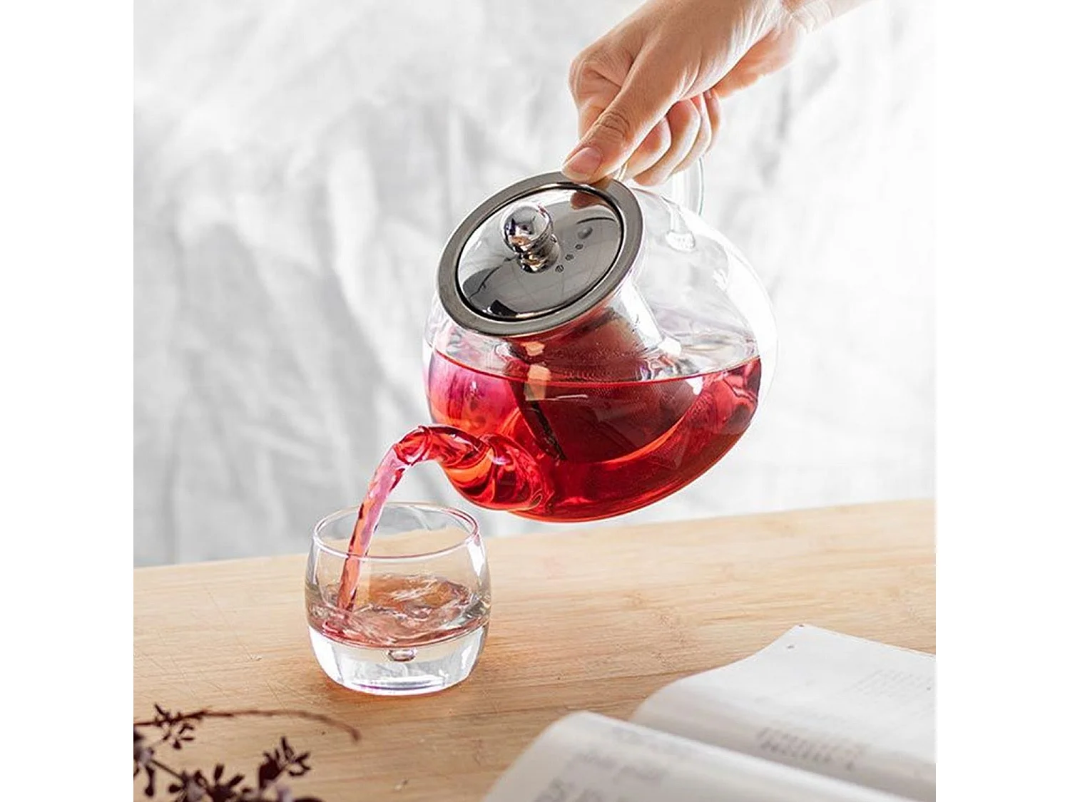 Théière en verre avec filtre en inox - 0,8 L