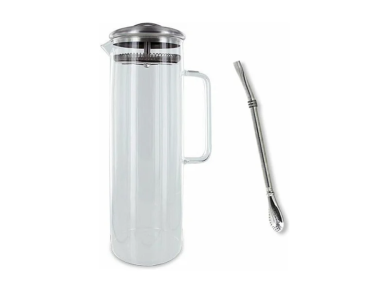1,5 liter ijsthee karaf + roestvrijstalen rietje met filter