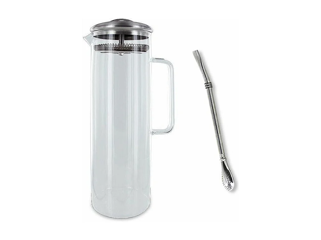 Decantador de té helado 1,5 litro + pajita de acero inoxidable con filtro