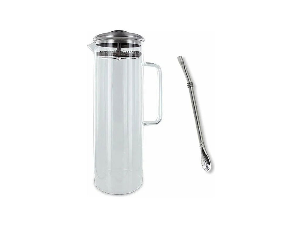 Carafe à thé glacé 1,5 litre + paille inox avec filtre